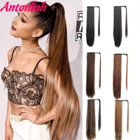 antoniah 24 inch silky straight synthetic clip in wrap around hairpies ponytail for women hair extension high temperature fiber