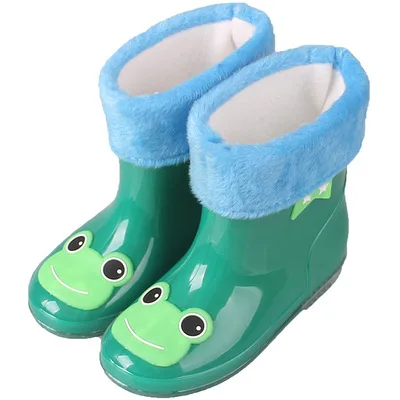Picture style plush Новинка; детская непромокаемая обувь с плюшевой кожей; сезон весна-осень-зима; теплые детские непромокаемые сапоги; нескользящая детская водонепроницаемая обувь; 043 - Цвет: Picture style plush