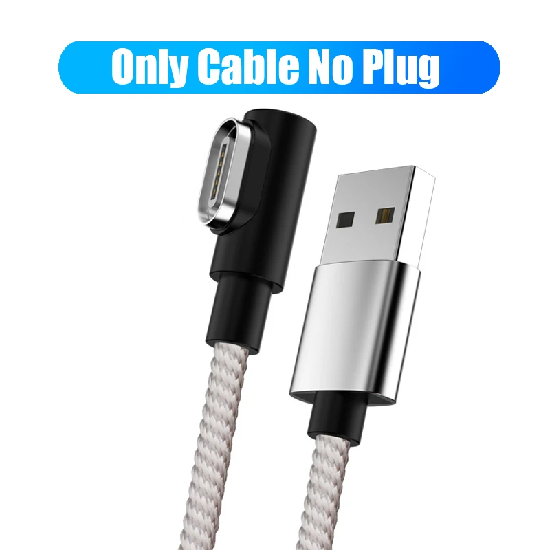 Магнитный кабель 90 градусов usb c Micro usb type C кабель для быстрой зарядки L-Line Micro usb type-C магнитное зарядное устройство для iphone X xiaomi - Цвет: Only Silver Cable