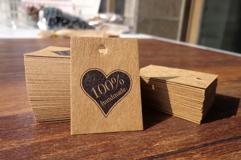 100 шт 3x4 см дизайн сердца крафт-бумажные бирки DIY Подарочные украшения Висячие бирки для свадебной вечеринки ценники этикетки для одежды