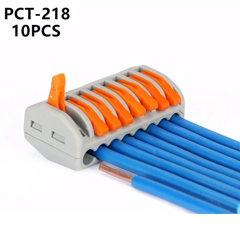 

Free shipping 10Pcs 218 Universal Compact Wire Wiring Connector Connectors 8 pin Conductor Terminal Block With Lever