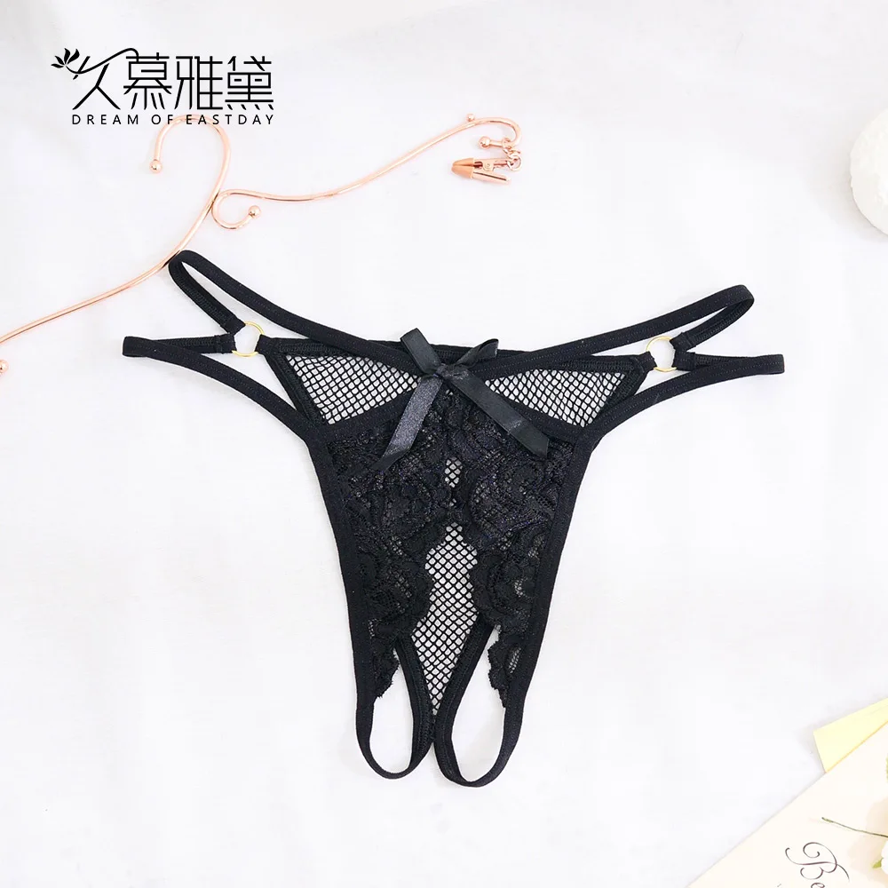 DRAIMIOR Light luxury New Women's Sexy Lingerie Open Crotch Underwear Lady's Crotchless Lace Panties With Bowties NTJ0154 |