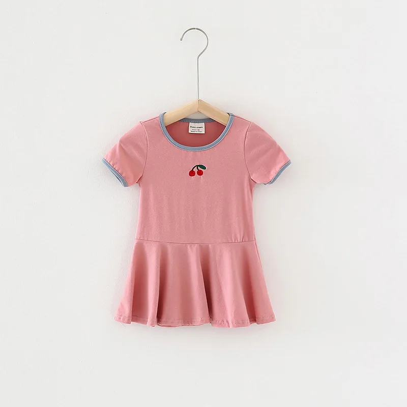 

Summer 1 2 3 4 6Y Children Pretty Cute Lovely Cherry Printed Pincess Short Sleeve Round Collar Little Kids Dresses for Girls