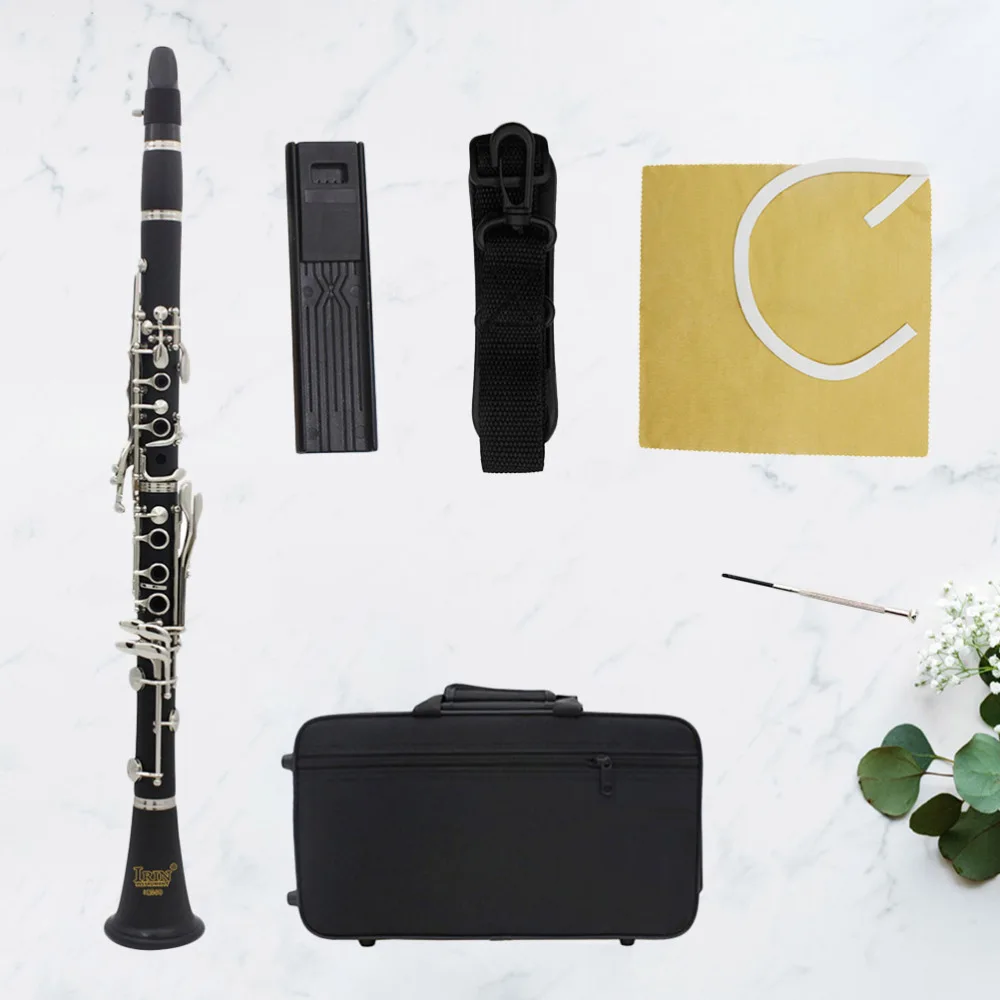 

1 Set B Flat Ebonite Clarinet Whistle Clip Screwdriver Square Cloth Strap for Beginners Musicians (Black)