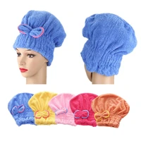 1pcs shower cap microfibre quick hair drying bath spa bowknot wrap towel hat cap for bath towels bathroom