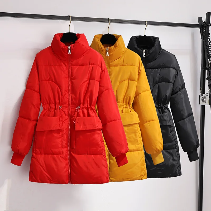 

2021 New Winter Jacket Casual Warm high collar Women Jacket Parkas Plus Velvet Thick Overcoat Female Long Coats Slim Outwear top