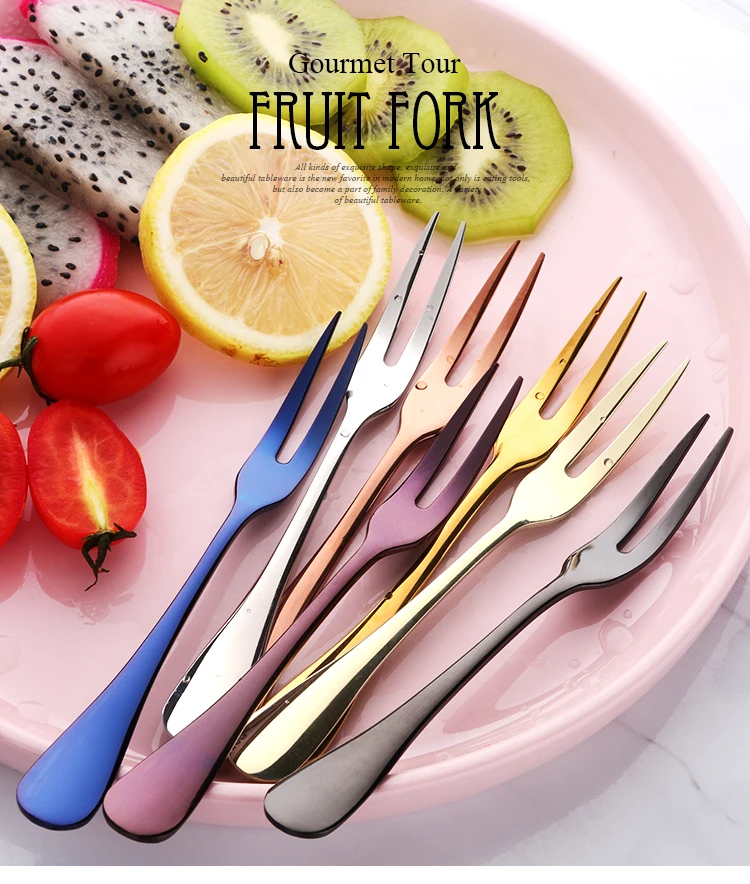 2 шт фруктовые вилки Роскошные из нержавеющей стали золотые Десертные Вилки для
