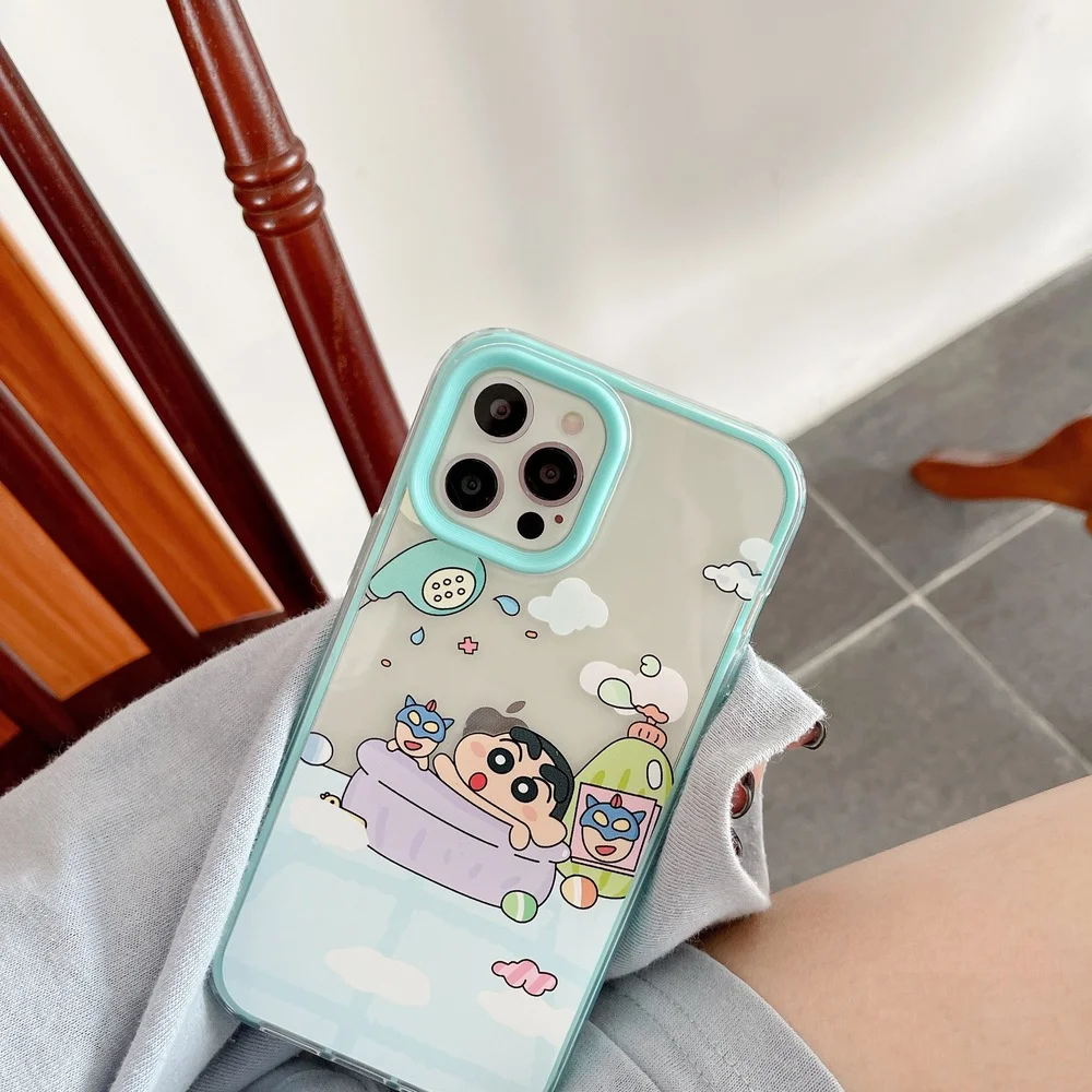 3 в 1 твердый прозрачный чехол для телефона Crayon Shin-chan iPhone 13 pro 11 12 Pro Max 7 8 Plus XR XS MAX