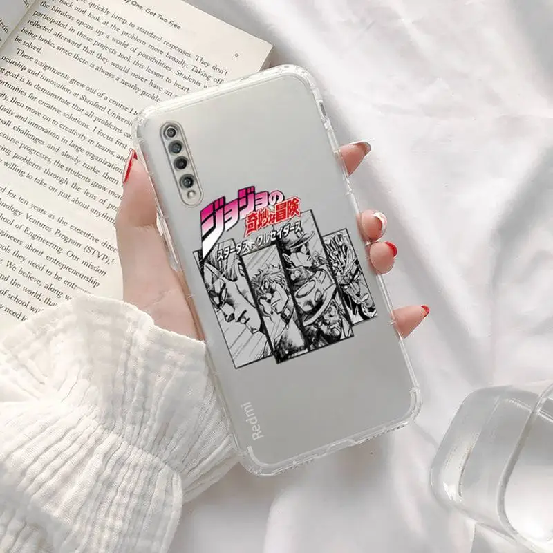 

BIZARRE ADVENTURE JoJo Anime Phone Case Transparent for xiaomi Redmi note cc K 30 10 20 8 9 8 S E T X PRO