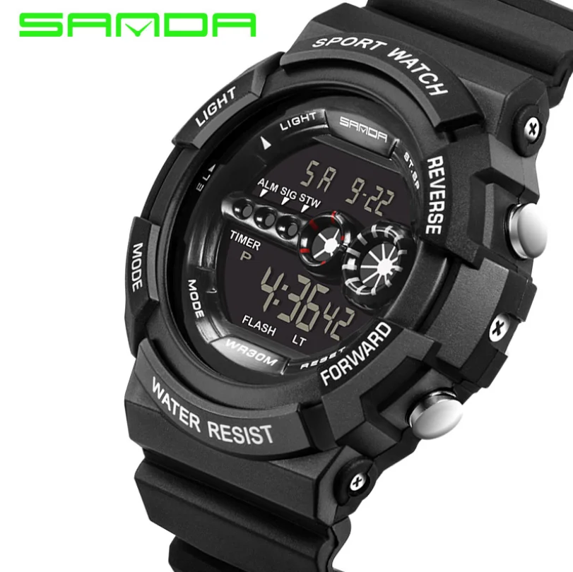 Часы наручные SANDA Мужские Цифровые стильные ударопрочные армейские