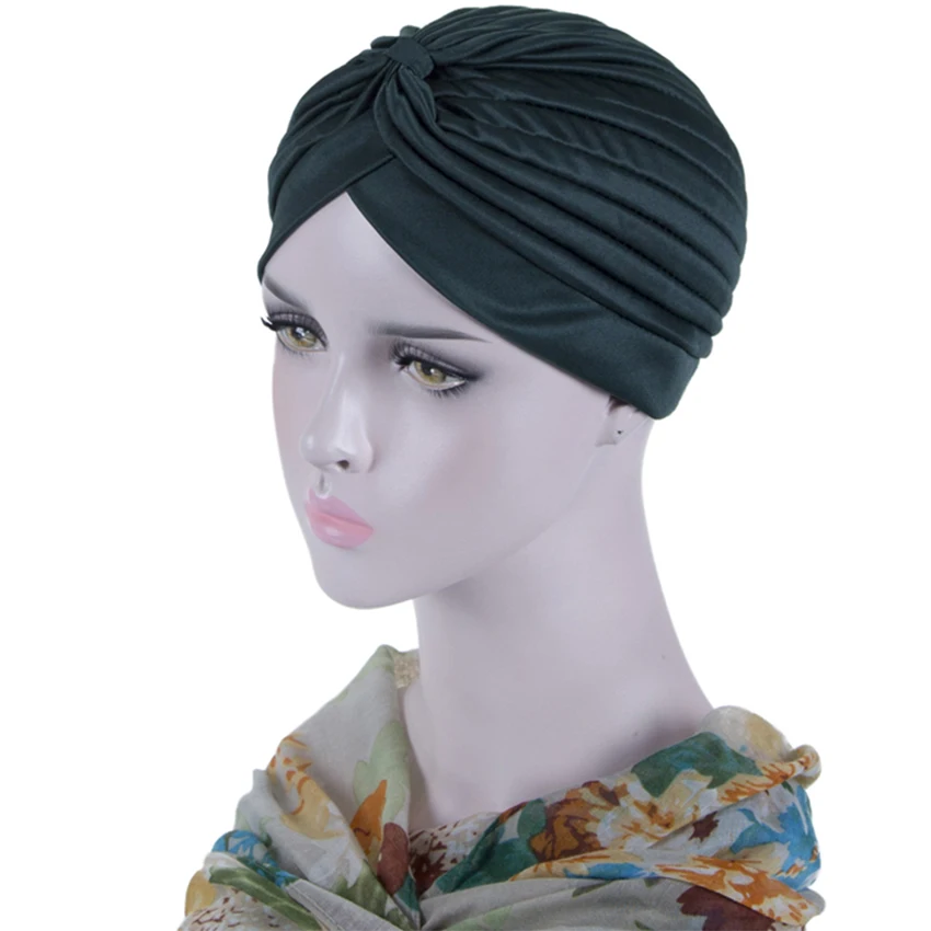 Шифоновый тюрбан WELROG с узелком женские модные кепки высокоэластичная шапка