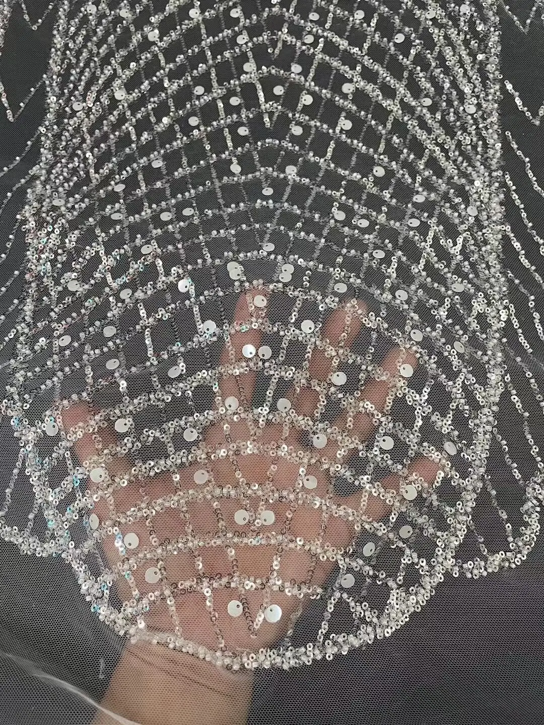 Новейшая Роскошная элегантная кружевная ткань из искусственного бисера