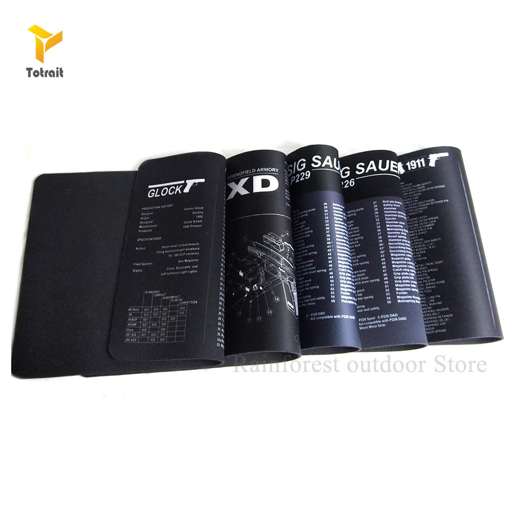 

Gun Cleaning Rubber Mat for Glock 1911 Beretta USP SIG P226 AR15 AK47 Rifle Pistol Remington with Armorers Parts List Bench Pads