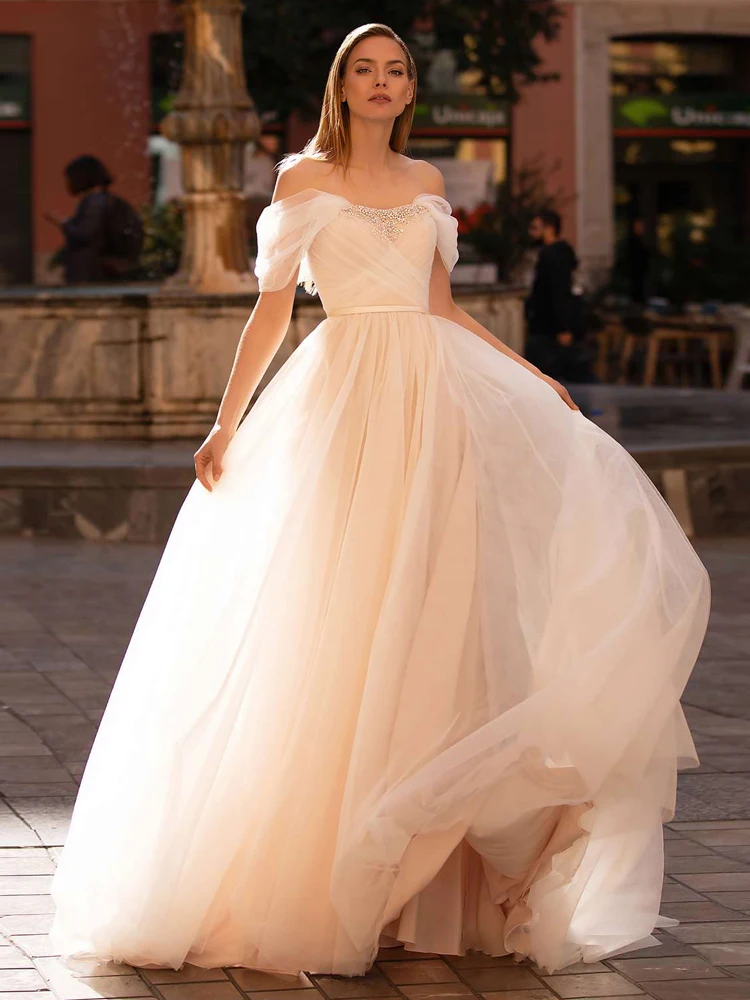 LORIE свадебное платье цвета шампань для невесты бальное размера плюс с бисером и