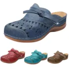 Сандалии и шлепанцы женские с круглым носком, модная повседневная обувь на платформе, с вырезами, дышащая пляжная обувь в стиле бохо, большие размеры D10 #