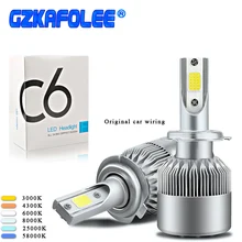 2pcs car led lamp H16 Lights Bulbs LED h10 h7 h27 9003 9004 9005 9006 9004 9007 5202 9012 Headlights 12V 6000K C6 H11 Auto Lamps