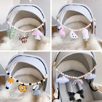 felt teether baby pram pacifier clip chain beads baby teether stroller toys pram clip bell hanging decorative ornament
