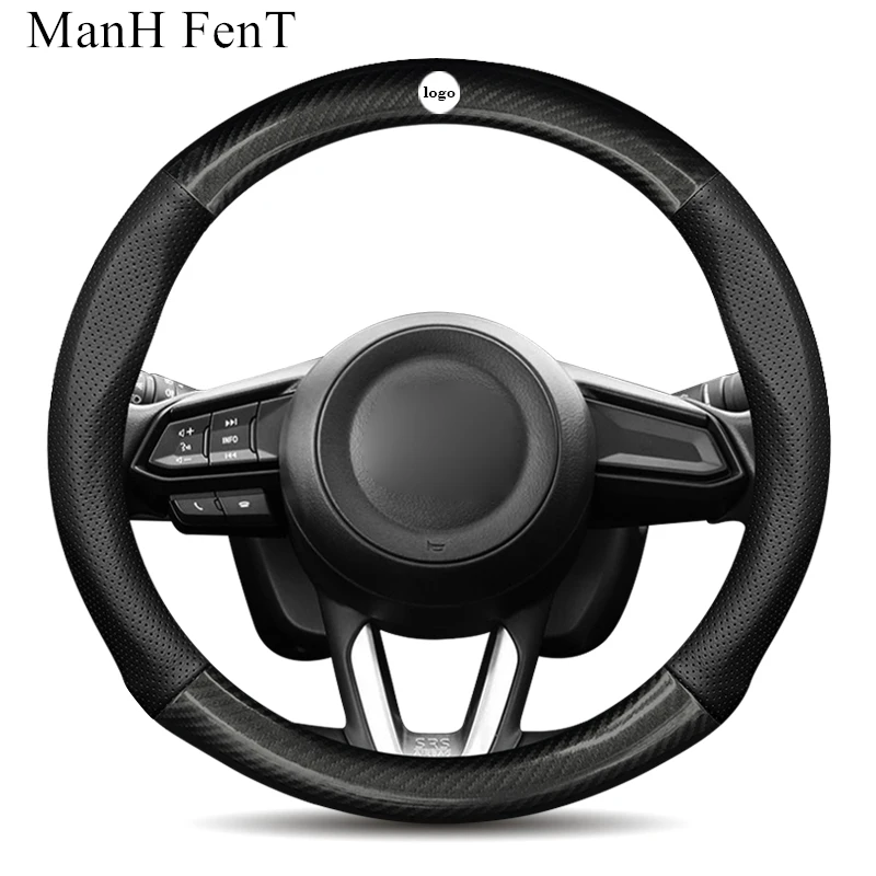 For Mazda Carbon Fiber Leather Car Steering Wheel Cover cruise mazda 6 mazda 3 mazda 323 mazda 5 rx8 mx5 cx5 cx7 sx7 cx3 demio