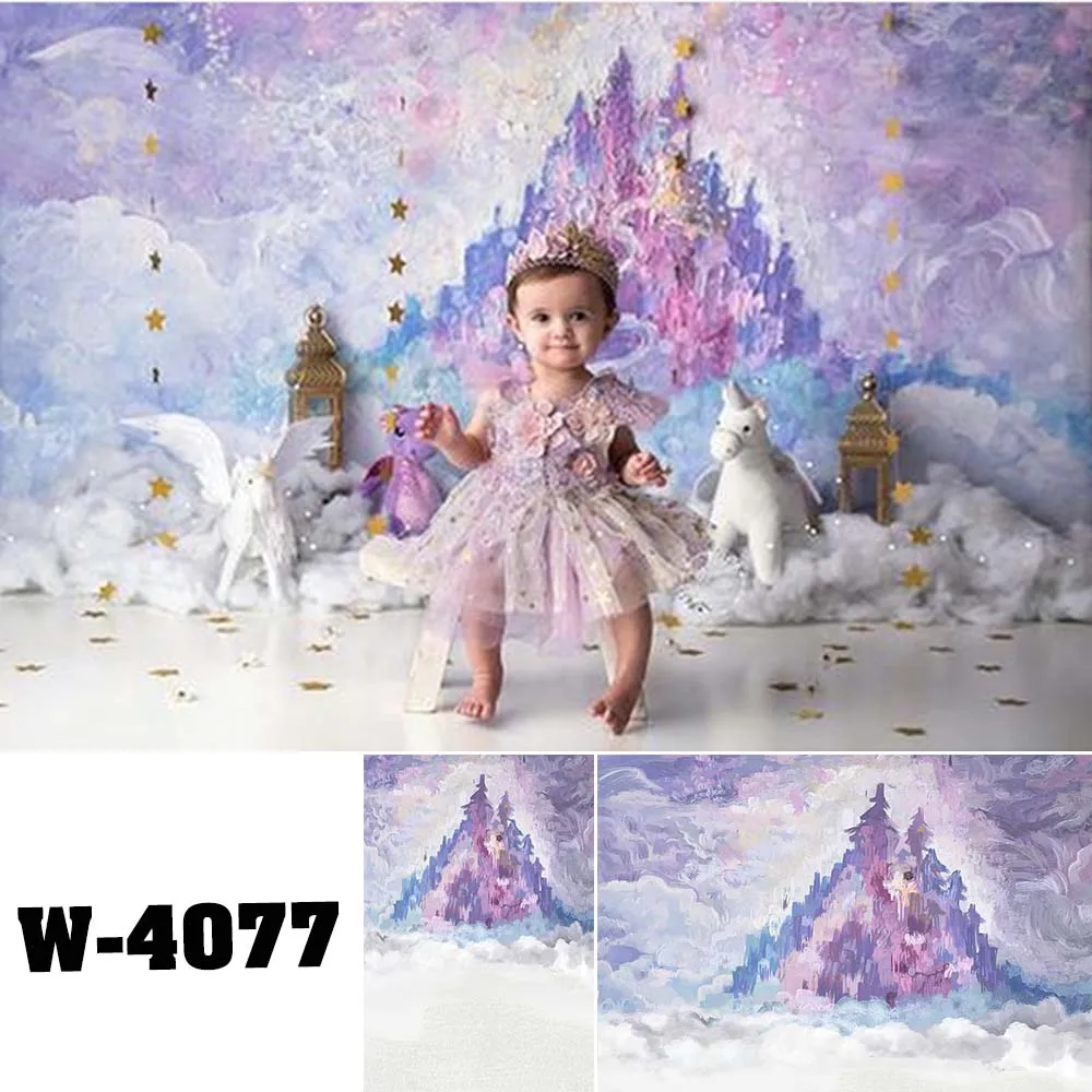

Картина маслом фиолетовый замок фон для фотосъемки для новорожденных портретный Фотофон фон для фотосъемки из виниловой ткани W-4077