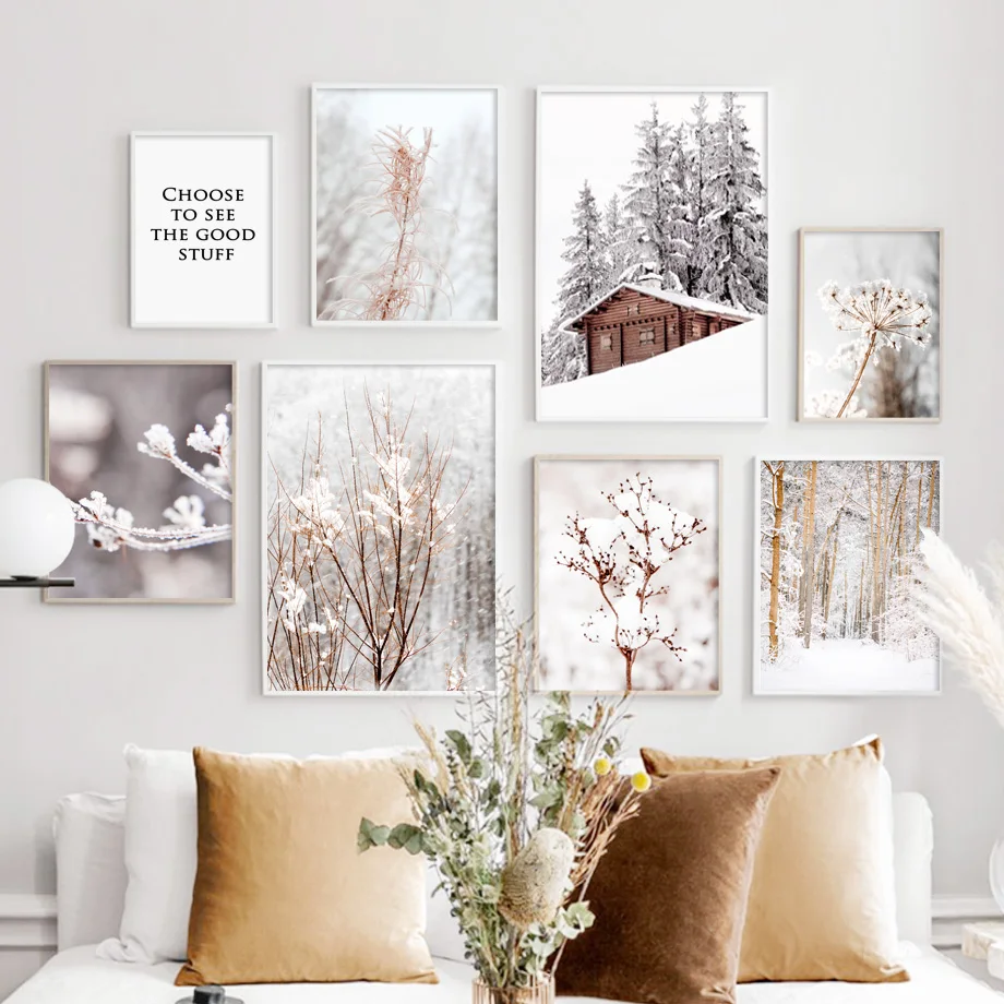 

Winter Snow Tree Forest House Landscape Wall Art Canvas Painting Nordic Posters And Prints Wall Pictures For Living Room Decor