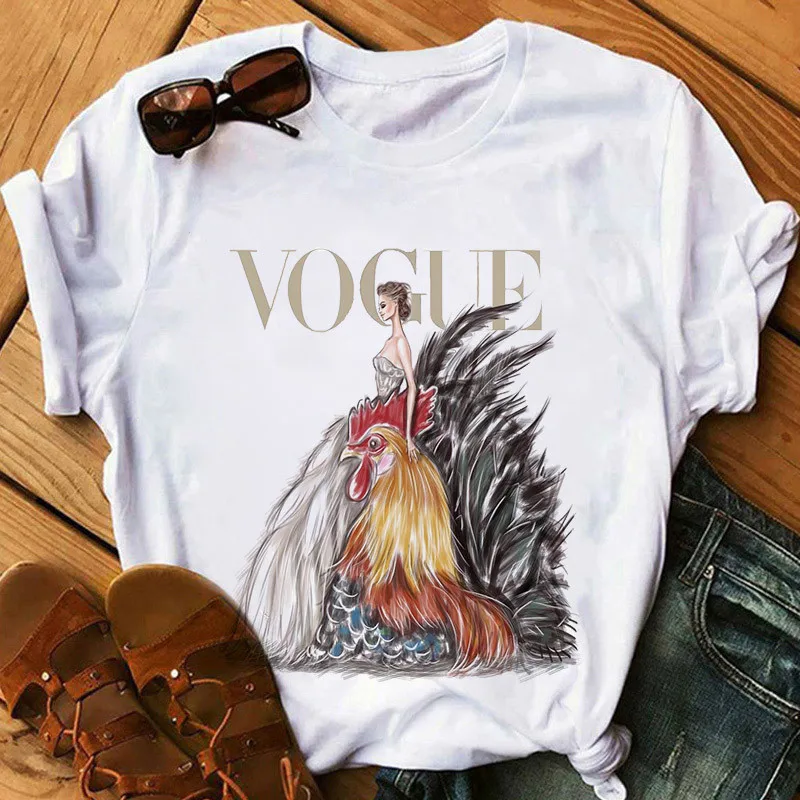 

Women Aesthetic Funny Tshirt Female Vogue Print Short Sleeve Tops&Tees Girl 90s Princess T-shirts,Drop Shipping