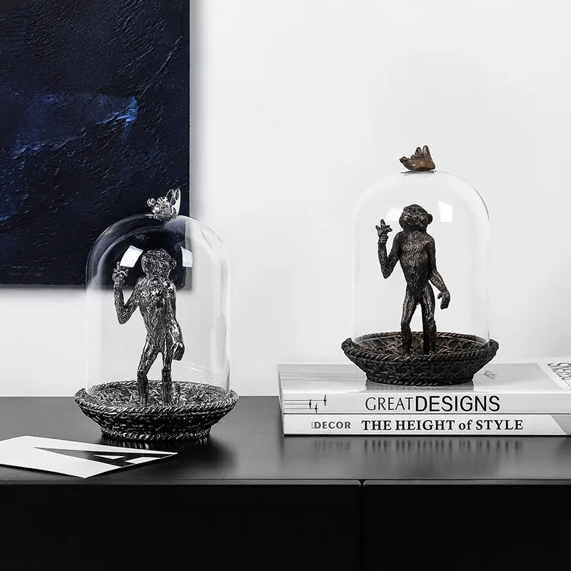 Домашнее украшение Скандинавская обезьяна стеклянная крышка украшения мебель