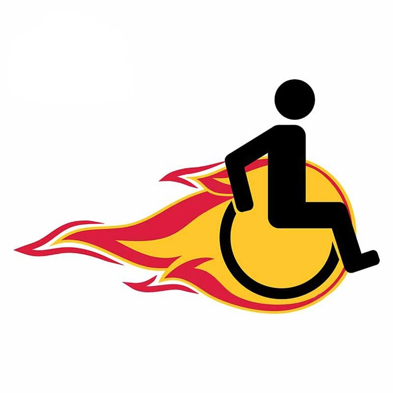 

Creative Funny Wheelchair Fire Flames Car Stickers Cartoon Creative Silhouette Decal Bumper Surfboard Decoration Kk13*11cm