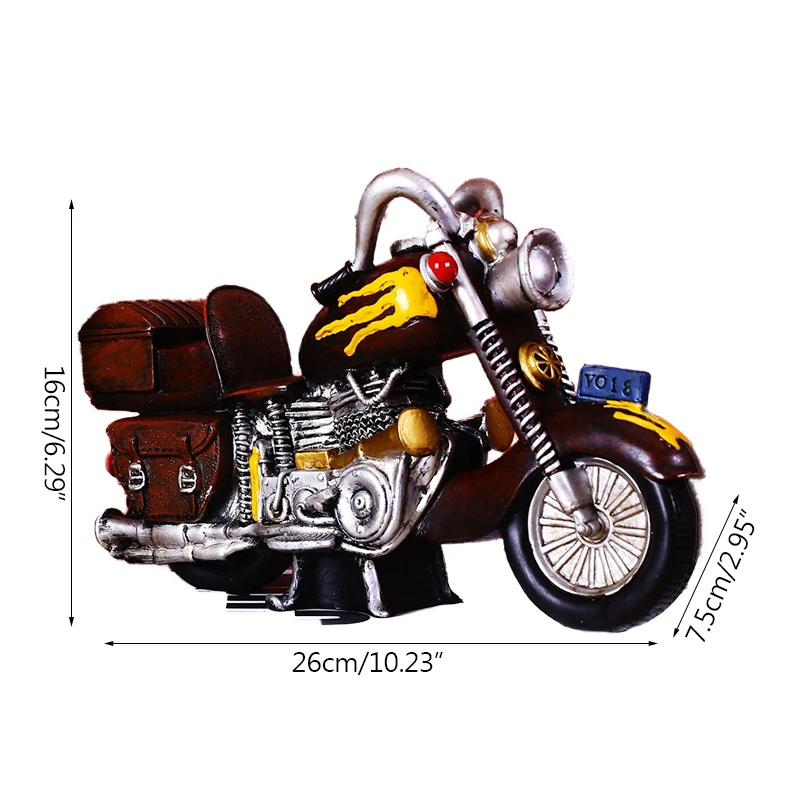 

Vintage Artcrafts Artificial Resin Motorcycle Model Handmade Car Model Figurines Colorful Painting Ornament Hoem Decoration Gift