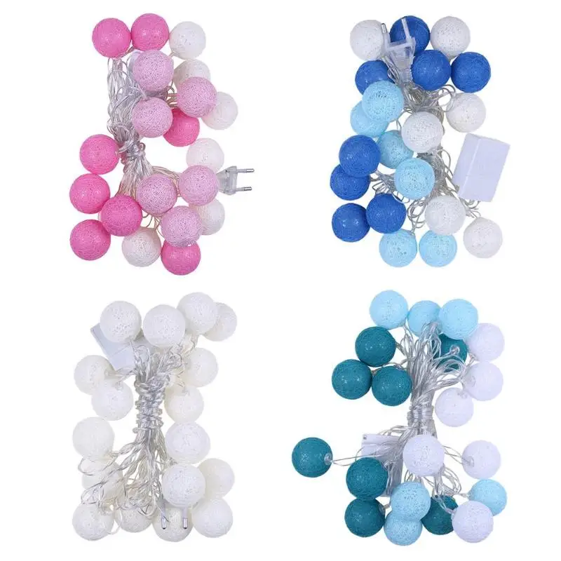 3 7 м 20 светодиодный гирлянда с хлопковыми шариками для наружного украшения