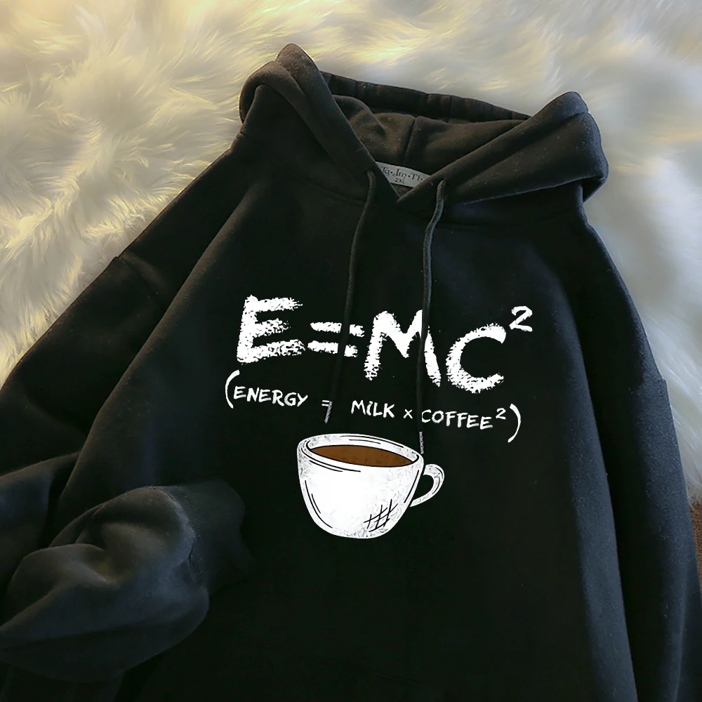Energy=milk+coffee Letter Style Printing Hoodies Women Autumn Fashion Clothing Loose Casual Sweatshirts Crewneck Pullover Tops