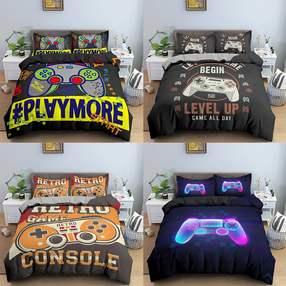

Gamepad Bedding Set 3D Bed Linen Queen Size Duvet Cover Personality Black Comforter Housse De Couette Bedclothes 3D Print 3 Pcs