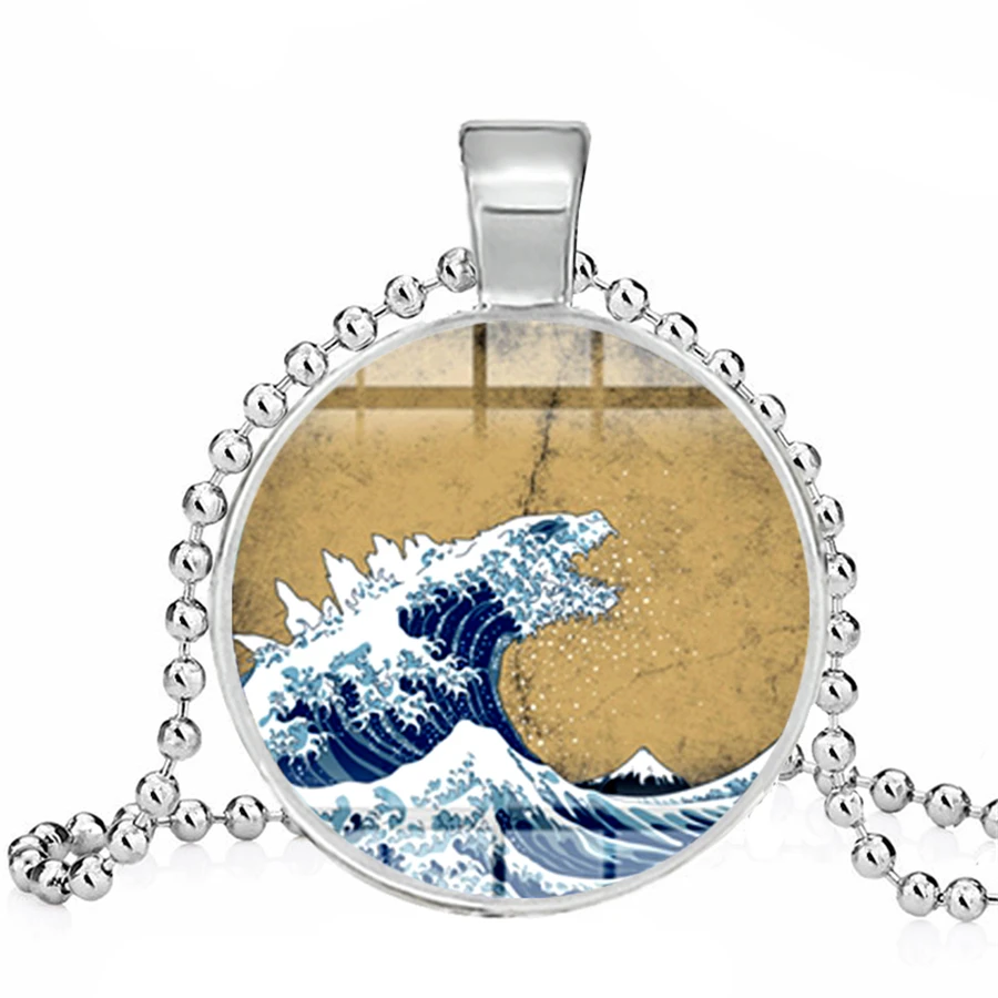 Классический Kanagawa картина серфинг Ожерелье s японский Ukiyo-e искусство синяя