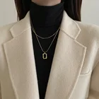 Женское Двухслойное ожерелье из стерлингового серебра 925 пробы, простой стиль, декоративная цепочка на свитер до ключиц, Модный кулон, ювелирные изделия