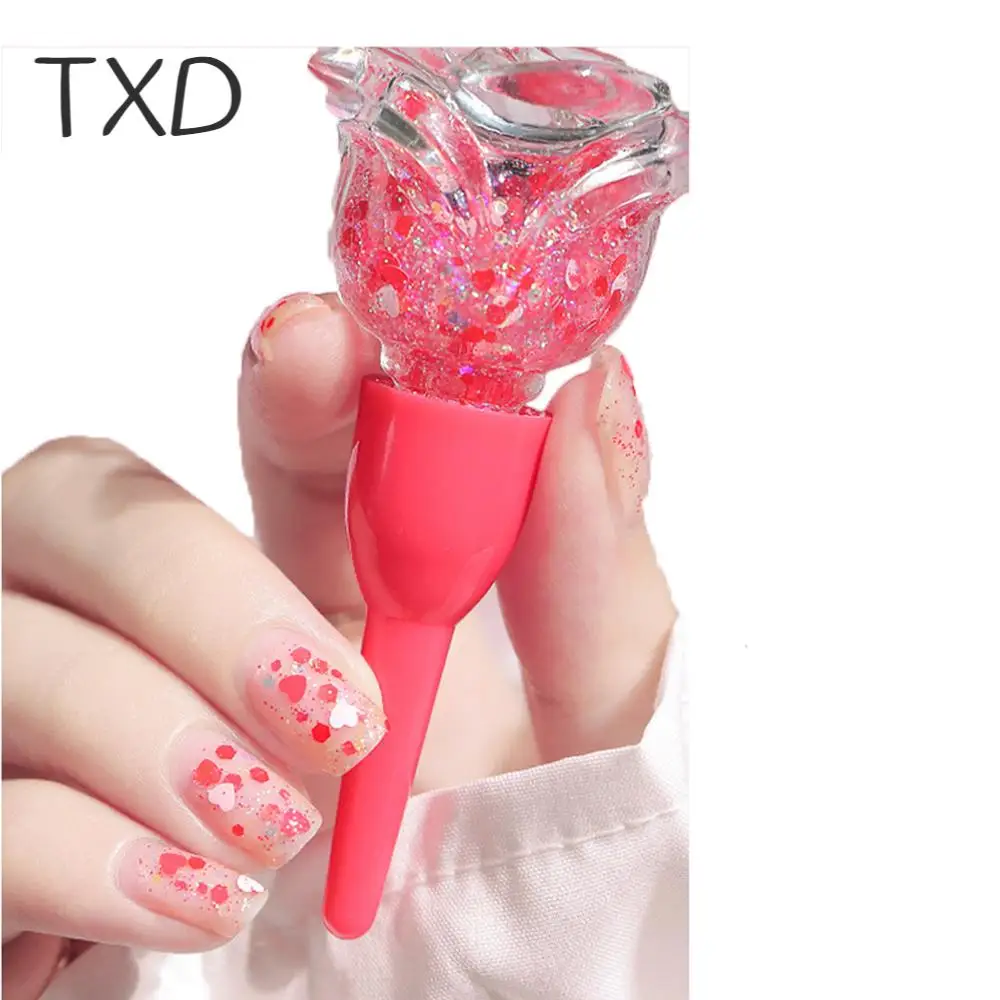 

TXD 7ML Art Nail Polish Can Tear and Pull Nail Glue Sparkle Glitter Nail No Need UV/LED Lamp Glitter Water Based Nail No Baking