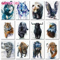 gatyztory 60x75cm frame diy painting by numbers for adult child bear animals home decor digital painting on canvas unique gift