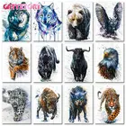 GATYZTORY 60x75 см рамки DIY картина по номерам, способный преодолевать Броды для взрослых медвежонком для девочек домашние украшения с животными цифровая живопись на холсте уникальный подарок