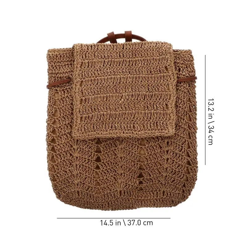 

1Pc Practical Storage Bag Fashion Lady Shoulder Bag Beach Weave Backpack