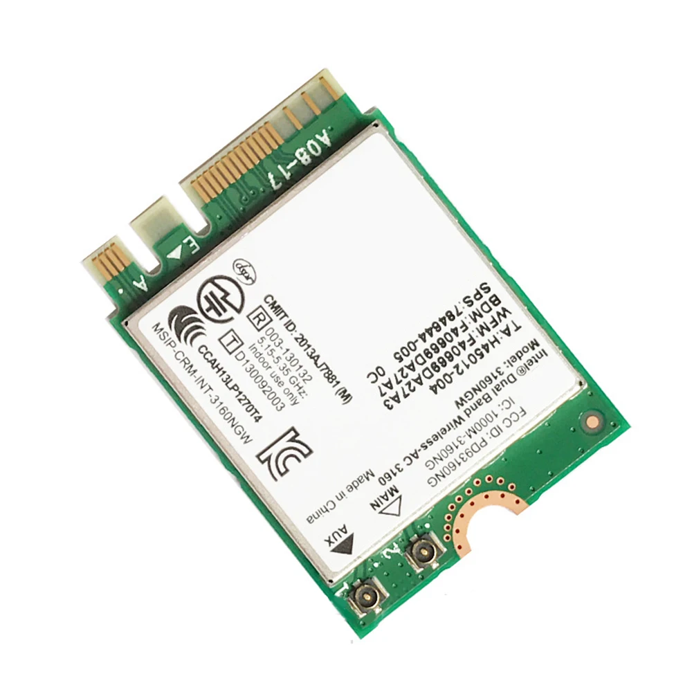 Dual Band Wireless Wifi Card For Intel 3160 Mini PCI-E 2.4G/5Ghz Bluetooth 4.0 Wlan Wi-Fi Adapter 802.11ac/a/b/g/n | Компьютеры и офис