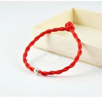 chinese feng shui lucky red string rope hand woven pieces with silver beads red rope knit bracelets simple fashion bracelet