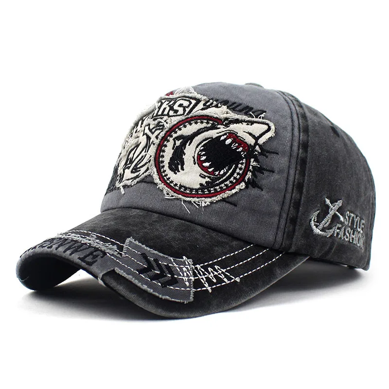 Новая хлопковая мужская бейсбольная кепка для женщин snapback Кепка с вышивкой акулы