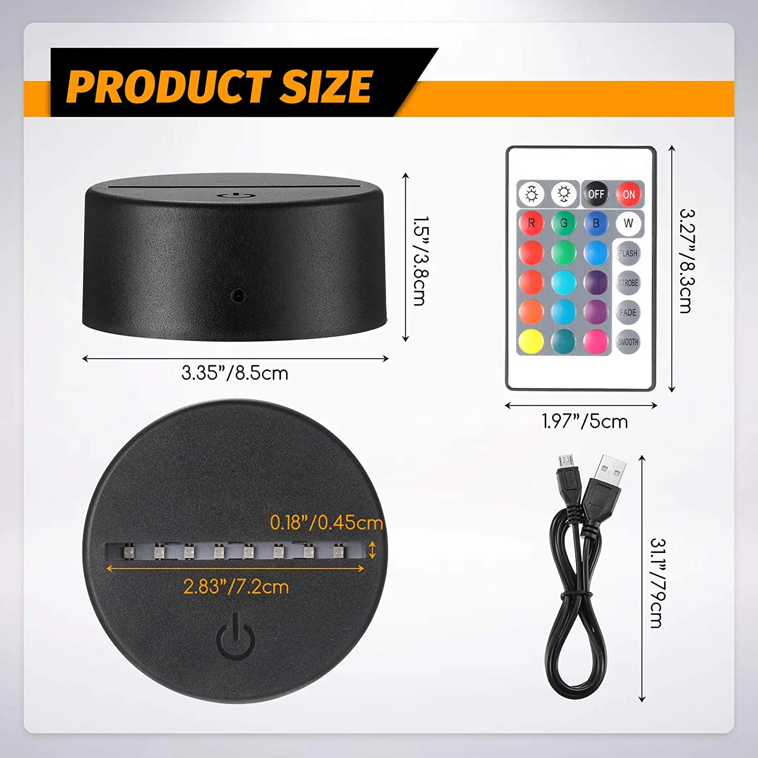 8 шт. светодиодный ночник с USB-кабелем 16 цветов | Освещение