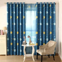 100 polyester cartoon blue planet blackout curtains for childrens room study bedroom perfect cartoon decorative curtain