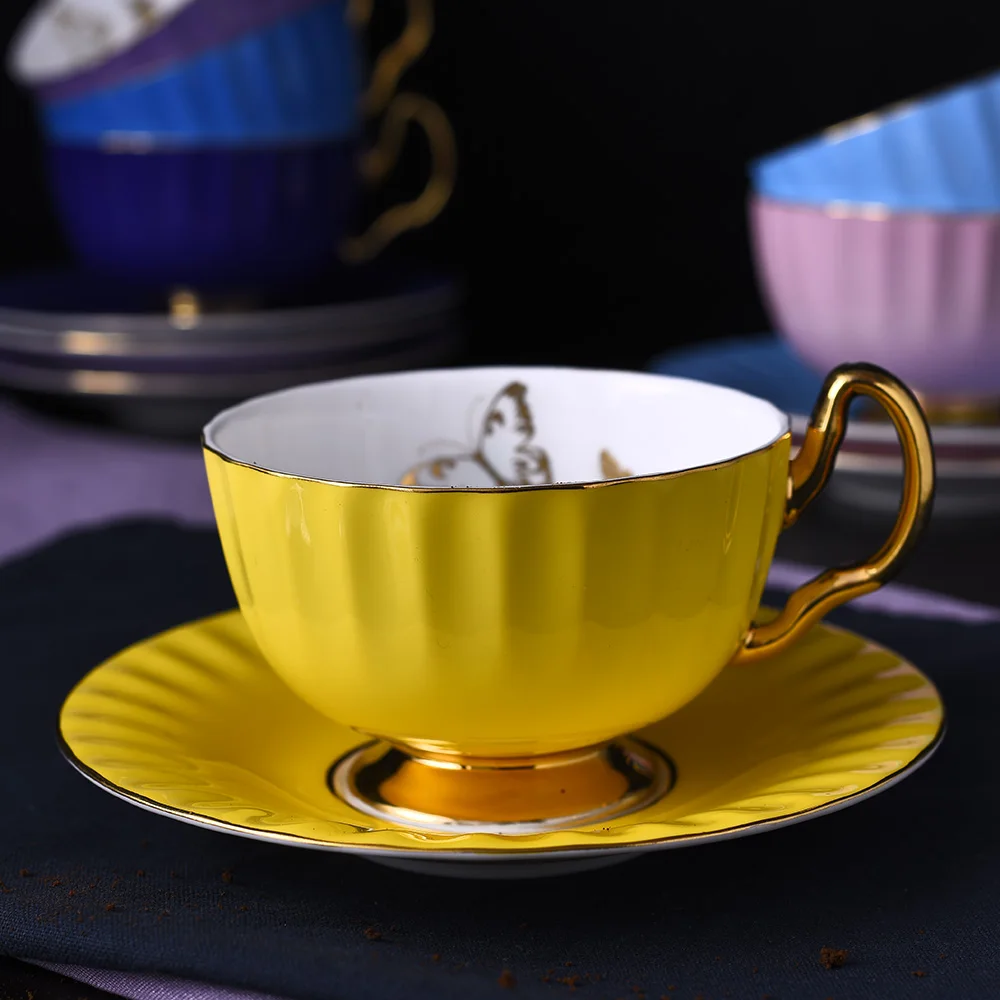 

British Style 200ML Fine Bone China Water Cup MugTea Cup and Saucer Sets Ceramic Present Practical Birthday Gift