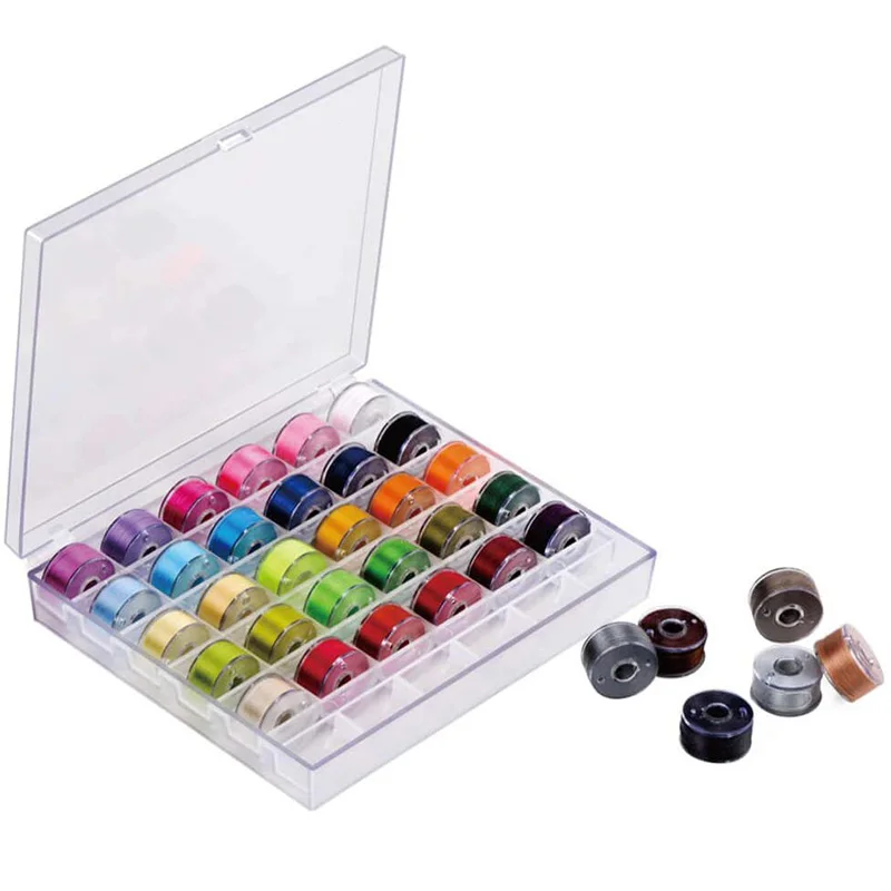 

36 Pcs Bobbins and Sewing Threads with Case and Soft Measuring Tape for Brother Singer Babylock Janome Kenmore (Assorted Colors)