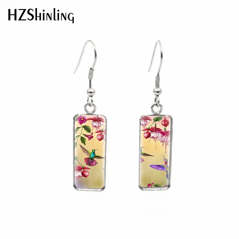 Новинка 2020 серьги в виде цветка фуксии колибри и прямоугольные ручной работы с