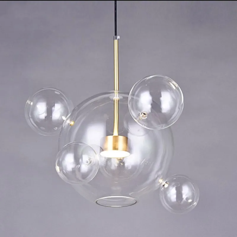 

YSN Modern Glass ball Pendant Lamp LED Bubble simple living room Bedroom Dining Room hanging light