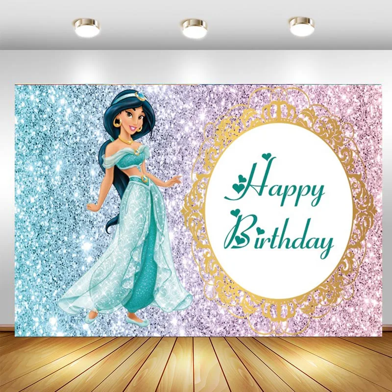 Принцесса Жасмин фон для фотосъемки с изображением девочек на День рождения