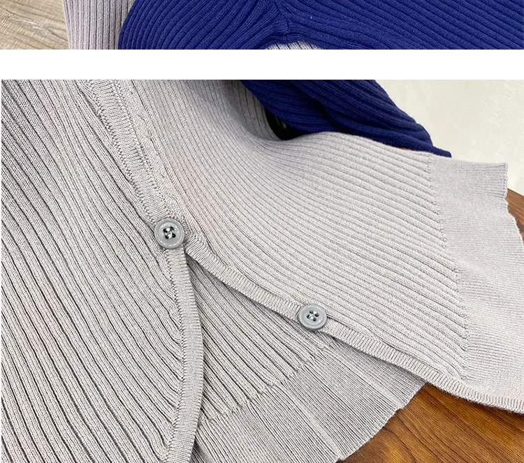 

2020 Autumn and Winter New Ice Silk Sweater Women's Long-sleeved V-neck Cardigan