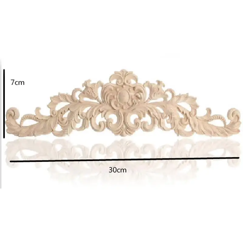 

MeterMall Wood Carved Long Applique Frame Corner Onlay Unpainted Furniture Home Door Decor