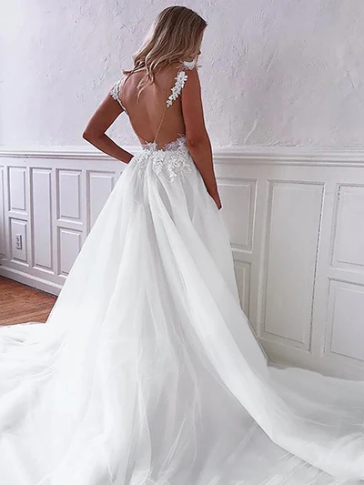 Лори Свадебные платья трапециевидной формы в богемном стиле Vestido de novia белого цвета без рукавов свадебное платье с кружевом свадебные платья с аппликацией - Цвет: white